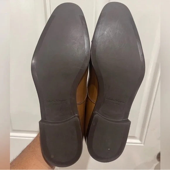 Salvatore Ferragamo Boston Cap Toe Lace Up Dress Shoes Brown Sz 8 E - Picture 8 of 10